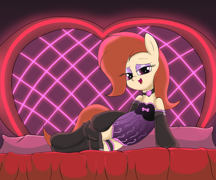 Size: 2400x2000 | Tagged: questionable, artist:amateur-draw, derpibooru import, oc, oc:phosphor flame, unofficial characters only, earth pony, pony, bedroom, bedroom eyes, clothes, female, image, leotard, lingerie, makeup, mare, naughty, png, sexy, socks, solo, stockings, sultry pose, thigh highs