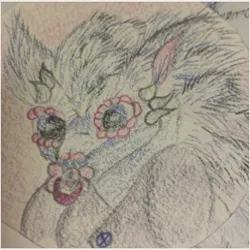 Size: 300x300 | Tagged: safe, artist:lilyfathom, derpibooru import, anthro, dragon, fennec fox, fox, age regression, avatar, beady eyes, bust, fured, image, jpeg, male, non-baby, old art, pacifier, portrait, small, solo, traditional art, younger