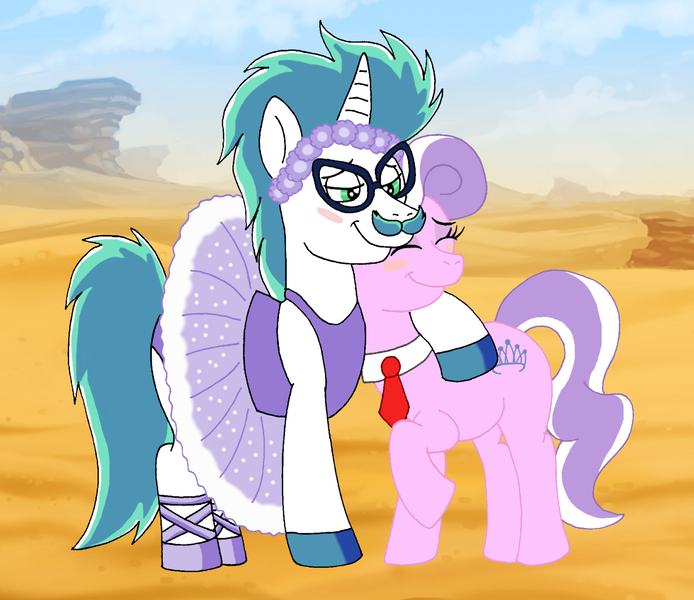 Size: 1600x1383 | Tagged: safe, derpibooru import, diamond tiara, earth pony, pony, unicorn, adult, fabio, female, image, jpeg, love, male, mare, romantic, stallion