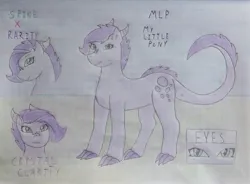 Size: 2972x2182 | Tagged: safe, artist:citlalyhm, derpibooru import, oc, oc:crystal clarity, unofficial characters only, dracony, hybrid, pony, kilalaverse, female, graph paper, image, interspecies offspring, jpeg, mare, offspring, parent:rarity, parent:spike, parents:sparity, solo, traditional art