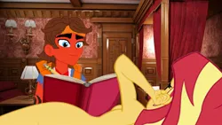 Size: 1280x720 | Tagged: suggestive, artist:robertsonskywa1, derpibooru import, sunset shimmer, equestria girls, book, cabin, clothed male nude female, clothes, crossover, crossover shipping, draw me like one of your french girls, image, jpeg, love, nudity, pencil drawing, photo, rodimus, shipping, titanic, traditional art, transformers