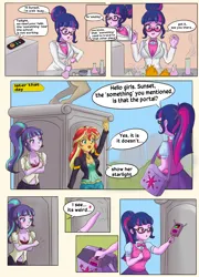 Size: 1440x2000 | Tagged: safe, artist:feudal-fiction, artist:mlp-cam, derpibooru import, sci-twi, starlight glimmer, sunset shimmer, twilight sparkle, comic:equestria girls curse and madness, equestria girls, comic, dialogue, female, image, png, speech bubble, trio
