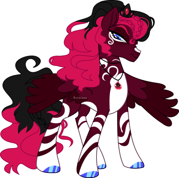 Size: 4201x4169 | Tagged: safe, artist:kurosawakuro, derpibooru import, oc, unofficial characters only, pegasus, pony, base used, crown, female, image, jewelry, mare, offspring, parent:king sombra, parent:princess cadance, parents:somdance, png, regalia, simple background, solo, transparent background