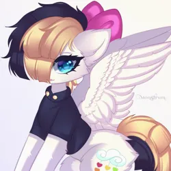 Size: 3000x3000 | Tagged: safe, artist:monstrum, derpibooru import, songbird serenade, pegasus, pony, my little pony: the movie, bow, cute, hair bow, image, jpeg, looking at you, spread wings, wings