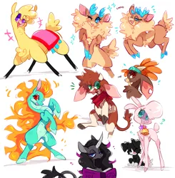 Size: 2942x3000 | Tagged: safe, artist:hoshmyposhes, derpibooru import, arizona cow, oleander (tfh), paprika paca, pom lamb, tianhuo, velvet reindeer, alpaca, cow, deer, dragon, goat, hybrid, longma, reindeer, unicorn, them's fightin' herds, arizona (tfh), bell, bell collar, book, bust, cloven hooves, collar, community related, female, fightin' seven, fightin' six, fluffy, high res, image, leonine tail, lmfao, oleander is not amused, paprika (tfh), png, pom (tfh), shanty (tfh), simple background, sketch, sketch dump, tail, tianhuo (tfh), unamused, white background