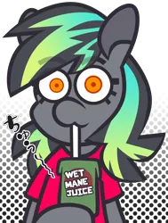 Size: 2056x2717 | Tagged: safe, artist:threetwotwo32232, derpibooru import, oc, oc:cool time, pegasus, pony, clothes, drinking, drinking straw, female, image, juice, juice box, looking at you, mare, png, shirt, simple background, solo, t-shirt, transparent background