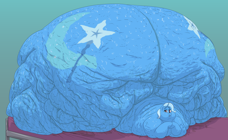 Size: 3332x2055 | Tagged: questionable, alternate version, artist:lupin quill, derpibooru import, trixie, pony, unicorn, bed, bedbound, bedroom eyes, belly, belly bed, big belly, bingo wings, blob, butt, cellulite, chubby cheeks, fat, fat fetish, female, fetish, grin, huge belly, huge butt, hyper, hyper butt, image, immobile, impossibly large belly, impossibly large butt, large butt, morbidly obese, obese, png, rolls of fat, simple background, smiling, solo, solo female, stretched cutie mark, sweat, sweatdrop, the great and bountiful trixie