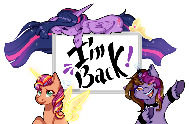 Size: 2322x1524 | Tagged: safe, artist:xxmissteaxx, derpibooru import, sunny starscout, twilight sparkle, twilight sparkle (alicorn), oc, oc:symphony diamond, alicorn, pony, my little pony: a new generation, g5, image, png, race swap, simple background, sunnycorn, transparent background