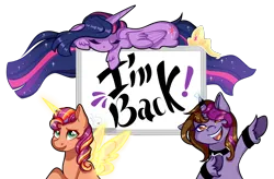 Size: 2322x1524 | Tagged: safe, artist:xxmissteaxx, derpibooru import, sunny starscout, twilight sparkle, twilight sparkle (alicorn), oc, oc:symphony diamond, alicorn, pony, my little pony: a new generation, g5, image, png, race swap, simple background, sunnycorn, transparent background