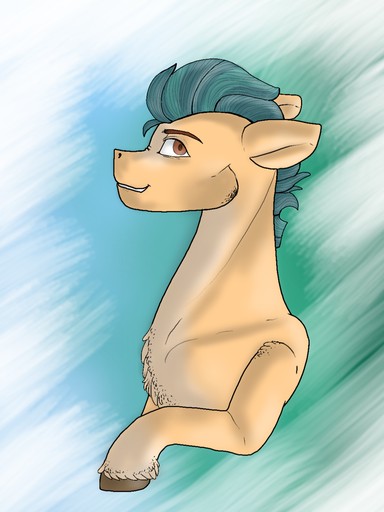 Size: 384x512 | Tagged: safe, artist:binibean, derpibooru import, hitch trailblazer, earth pony, pony, g5, image, jpeg, smiling, solo