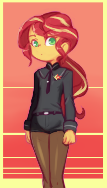 Size: 667x1167 | Tagged: safe, artist:drantyno, derpibooru import, sunset shimmer, human, equestria girls, clothes, female, image, png, school uniform, solo, younger