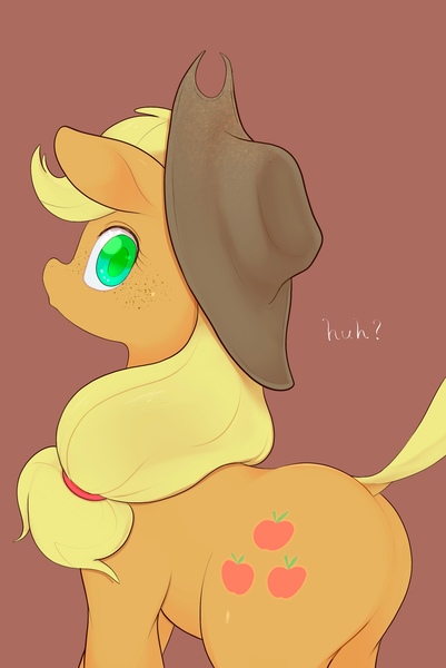 Size: 1828x2732 | Tagged: safe, artist:noupu, derpibooru import, applejack, earth pony, pony, applebutt, brown mane, butt, colored pupils, female, image, jpeg, looking at you, looking back, looking back at you, mare, plot, solo