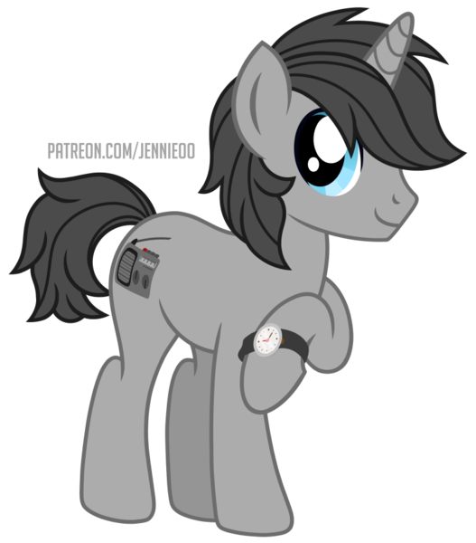 Size: 790x900 | Tagged: safe, artist:jennieoo, derpibooru import, oc, oc:analog dial, pony, unicorn, clock, image, looking at you, png, show accurate, simple background, smiling, smiling at you, solo, transparent background, vector, watch, wristwatch