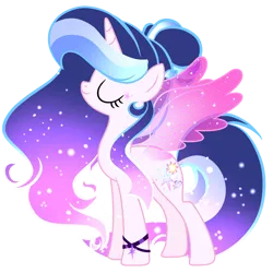 Size: 2048x2048 | Tagged: safe, artist:harmonyvitality-yt, derpibooru import, oc, unofficial characters only, pony, unicorn, artificial wings, augmented, base used, ethereal mane, eyes closed, horn, image, magic, magic wings, png, starry mane, unicorn oc, wings
