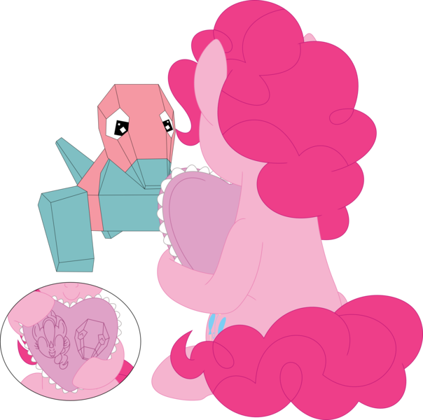 Size: 3528x3504 | Tagged: safe, artist:porygon2z, derpibooru import, pinkie pie, earth pony, pony, porygon, female, holiday, image, mare, png, pokémon, simple background, transparent background, valentine's day