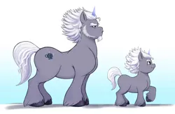 Size: 2732x1792 | Tagged: safe, artist:sallylla, derpibooru import, pony, unicorn, age difference, age progression, alphabetes, alphabittle blossomforth, alphabittle blossomforth is not amused, beard, colt, colt alphabittle blossomforth, cute, duality, eyebrows, facial hair, fluffy, foal, freckles, frown, full body, g5, hooves, image, jpeg, male, muscles, older, pouting, pouty lips, raised hoof, reference sheet, side view, smiling, stallion, standing, time paradox, unamused, unshorn fetlocks, younger
