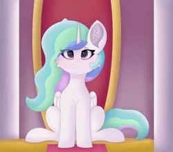 Size: 4000x3500 | Tagged: safe, artist:gaffy, derpibooru import, princess celestia, alicorn, pony, absurd file size, canterlot castle, cute, cutelestia, eye clipping through hair, female, high res, image, mare, png, sitting, smiling, solo, throne