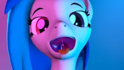 Size: 3840x2160 | Tagged: suggestive, artist:jaymihay, derpibooru import, vinyl scratch, pony, unicorn, 3d, 3d model, female, image, light, mare, maw, mawshot, open mouth, photo, picture, png, solo, solo female, source filmmaker, throat, tongue out, uvula, vinyl pred, vore