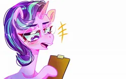 Size: 1920x1200 | Tagged: safe, artist:jully-park, derpibooru import, starlight glimmer, pony, unicorn, clipboard, digital art, female, glasses, image, jpeg, mare, solo, solo female, sunburst's glasses