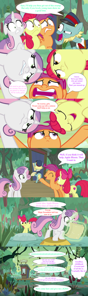 Size: 1280x4320 | Tagged: suggestive, derpibooru import, edit, edited screencap, screencap, apple bloom, loose tracks, scootaloo, sweetie belle, earth pony, pegasus, pony, unicorn, growing up is hard to do, absurd resolution, cutie mark crusaders, female, hayseed junction, image, implied kissing, implied rape, implied sex, male, map, mare, older, older apple bloom, older cmc, older scootaloo, older sweetie belle, png, scootaloose, speech bubble, stallion, swamp, thought bubble