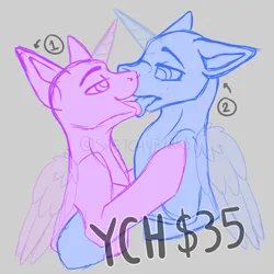 Size: 2000x2000 | Tagged: suggestive, artist:sketchybarks, derpibooru import, oc, pony, commission, couple, french kiss, image, kissing, licking, oc x oc, png, shipping, tongue out, ych example, ych sketch, your character here