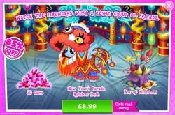 Size: 1956x1292 | Tagged: safe, derpibooru import, official, rainbow dash, pegasus, pony, advertisement, clothes, costs real money, costume, english, female, fireworks, gameloft, gem, image, jpeg, lunar new year, mare, mobile game, my little pony: magic princess, numbers, sale, solo, solo focus, spread wings, text, wings