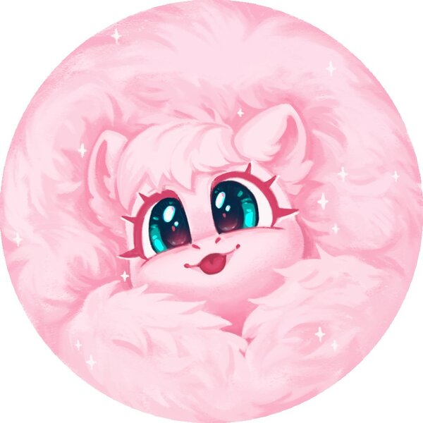 Size: 980x980 | Tagged: safe, artist:amishy, derpibooru import, oc, oc:fluffle puff, unofficial characters only, earth pony, original species, pony, cute, excessive fluff, female, flufflebetes, fluffy, image, jpeg, mare, ocbetes, solo, sparkles, tongue out