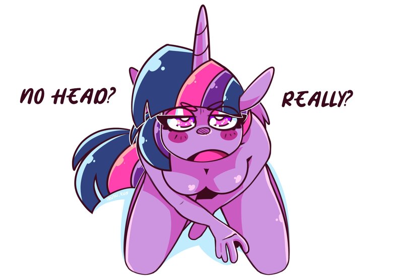 Size: 2360x1640 | Tagged: questionable, artist:lrusu, derpibooru import, twilight sparkle, anthro, unicorn, blushing, breasts, busty twilight sparkle, cleavage, dialogue, female, image, jpeg, kneeling, looking at you, looking up, looking up at you, nudity, simple background, solo, solo female, unamused, white background