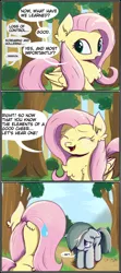 Size: 1000x2250 | Tagged: safe, artist:candy meow, derpibooru import, fluttershy, marble pie, earth pony, pegasus, pony, bush, chest fluff, cloud, comic, duo, ear fluff, female, forest, image, leg fluff, mare, mountain, png, reference, shy, speech bubble, sweat, sweatdrop, tree, yay