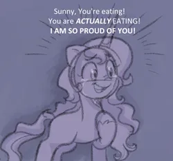 Size: 742x695 | Tagged: safe, anonymous artist, derpibooru import, izzy moonbow, series:anorexic sunny, anorexia, crying, g5, image, implied sunny starscout, png, tears of joy