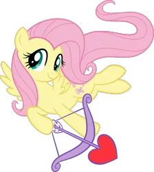 Size: 1182x1322 | Tagged: safe, artist:jaye, derpibooru import, official, fluttershy, pegasus, pony, arrow, bow (weapon), bow and arrow, cupid, female, flying, heart, heart arrow, image, mare, png, simple background, solo, spread wings, stock vector, transparent background, weapon, wings