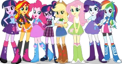 Size: 1233x648 | Tagged: safe, artist:cutler1228, derpibooru import, applejack, fluttershy, pinkie pie, rainbow dash, rarity, sci-twi, sunset shimmer, twilight sparkle, equestria girls, humane five, humane seven, humane six, image, png