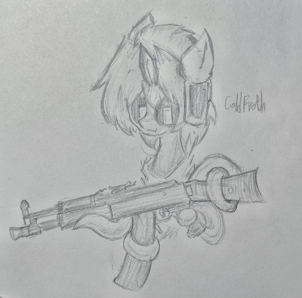 Size: 3368x3324 | Tagged: safe, artist:rony, derpibooru import, oc, oc:coldfroth, unofficial characters only, earth pony, monster pony, ak105, cyrillic, gun, image, jpeg, russian, weapon