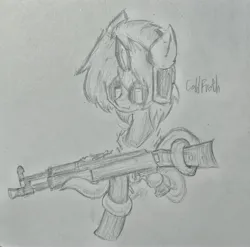 Size: 3368x3324 | Tagged: safe, artist:rony, derpibooru import, oc, oc:coldfroth, unofficial characters only, earth pony, monster pony, ak105, cyrillic, gun, image, jpeg, russian, weapon