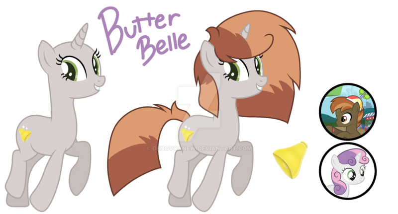 Size: 1218x656 | Tagged: safe, artist:denovoanew, artist:elementbases, derpibooru import, button mash, sweetie belle, oc, oc:butter belle, pony, unicorn, base, base used, cutie mark, deviantart watermark, female, horn, image, mare, obtrusive watermark, offspring, parent:button mash, parent:sweetie belle, parents:sweetiemash, png, reference sheet, screencap reference, simple background, solo, transparent background, unicorn oc, watermark