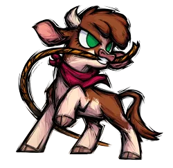 Size: 1884x1828 | Tagged: safe, artist:alts-art, derpibooru import, cow, them's fightin' herds, arizona (tfh), community related, image, no pupils, png, rope, simple background, transparent background