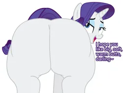 Size: 2791x2108 | Tagged: suggestive, artist:icetea, derpibooru import, rarity, pony, unicorn, butt, buttcrack, huge butt, image, large butt, looking at you, plot, png, rearity