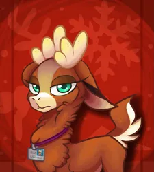 Size: 1331x1478 | Tagged: safe, artist:cocoateaworth, derpibooru import, deer, reindeer, them's fightin' herds, community related, female, image, name tag, png, solo