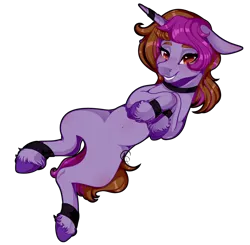 Size: 1280x1255 | Tagged: safe, artist:xxmissteaxx, derpibooru import, oc, oc:symphony diamond, unofficial characters only, pony, unicorn, belly, belly button, eyebrows, female, grin, horn, image, looking at you, mare, png, simple background, smiling, smiling at you, solo, transparent background, unicorn oc