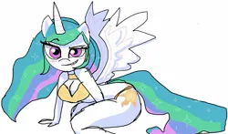 Size: 1472x863 | Tagged: suggestive, artist:bunnyhalo, princess celestia, alicorn, anthro, clothes, image, jpeg, ms paint, solo, swimsuit