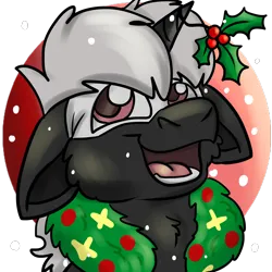 Size: 2000x2000 | Tagged: safe, artist:euspuche, derpibooru import, oc, oc:pustka, unofficial characters only, unicorn, bust, christmas, holiday, holly, holly mistaken for mistletoe, icon, image, male, png, portrait, simple background, smiling, solo, transparent background