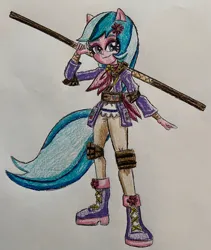 Size: 2670x3171 | Tagged: safe, artist:bozzerkazooers, derpibooru import, equestria girls, dahlia, equestria girls-ified, g5, image, jpeg, ninja, solo, traditional art