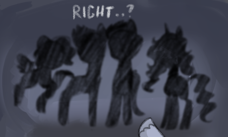 Size: 1175x710 | Tagged: safe, anonymous artist, derpibooru import, hitch trailblazer, izzy moonbow, pipp petals, sunny starscout, zipp storm, series:anorexic sunny, g5, image, mane five (g5), nightmare, png, silhouette