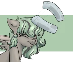 Size: 2600x2200 | Tagged: safe, artist:dumbwoofer, derpibooru import, oc, oc:forest air, pegasus, pony, bad pony, ear fluff, eyes closed, female, filly, foal, hitting, image, newspaper, png, simple background, solo, transparent background
