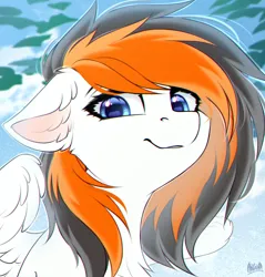 Size: 2100x2200 | Tagged: safe, artist:hakaina, derpibooru import, oc, oc:rainy sky, unofficial characters only, pegasus, pony, bust, commission, ear fluff, female, image, looking at you, looking down, looking down at you, mare, png, solo, wings, ych result