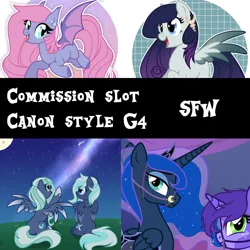 Size: 1500x1500 | Tagged: safe, artist:nika-rain, derpibooru import, princess luna, oc, pony, advertisement, any gender, any race, any species, commission, commission info, image, jpeg, show accurate