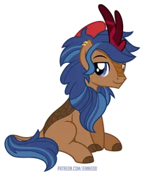 Size: 900x1090 | Tagged: safe, artist:jennieoo, derpibooru import, oc, oc:case, kirin, pony, beret, ear piercing, hat, horn, image, kirin oc, looking at you, piercing, png, show accurate, simple background, sitting, smiling, smiling at you, solo, transparent background, vector