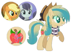 Size: 593x445 | Tagged: safe, artist:cintiasi, derpibooru import, applejack, coloratura, oc, oc:aurora, earth pony, pony, base used, earth pony oc, female, freckles, grin, image, magical lesbian spawn, mare, offspring, parent:applejack, parent:coloratura, parents:rarajack, png, screencap reference, simple background, smiling, transparent background