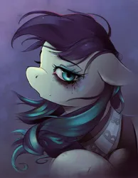 Size: 3186x4096 | Tagged: safe, artist:flutterstormreturns, artist:vanillaghosties, derpibooru import, coloratura, earth pony, pony, crying, female, flowing mane, image, jpeg, looking at you, makeup, mare, messy mane, rara, solo