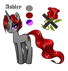 Size: 1900x2000 | Tagged: safe, artist:loverashley, derpibooru import, oc, oc:ashley, unofficial characters only, pony, unicorn, female, flower, horn, image, makeup, mare, one eye closed, png, rose, simple background, solo, transparent background, unicorn oc, wink